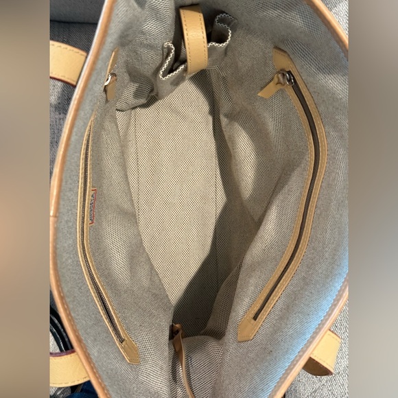 DOONEY & BOURKE Vintage Signature Tan & Brown Monogram w/ Leather Trim Tote EUC - Picture 12 of 14